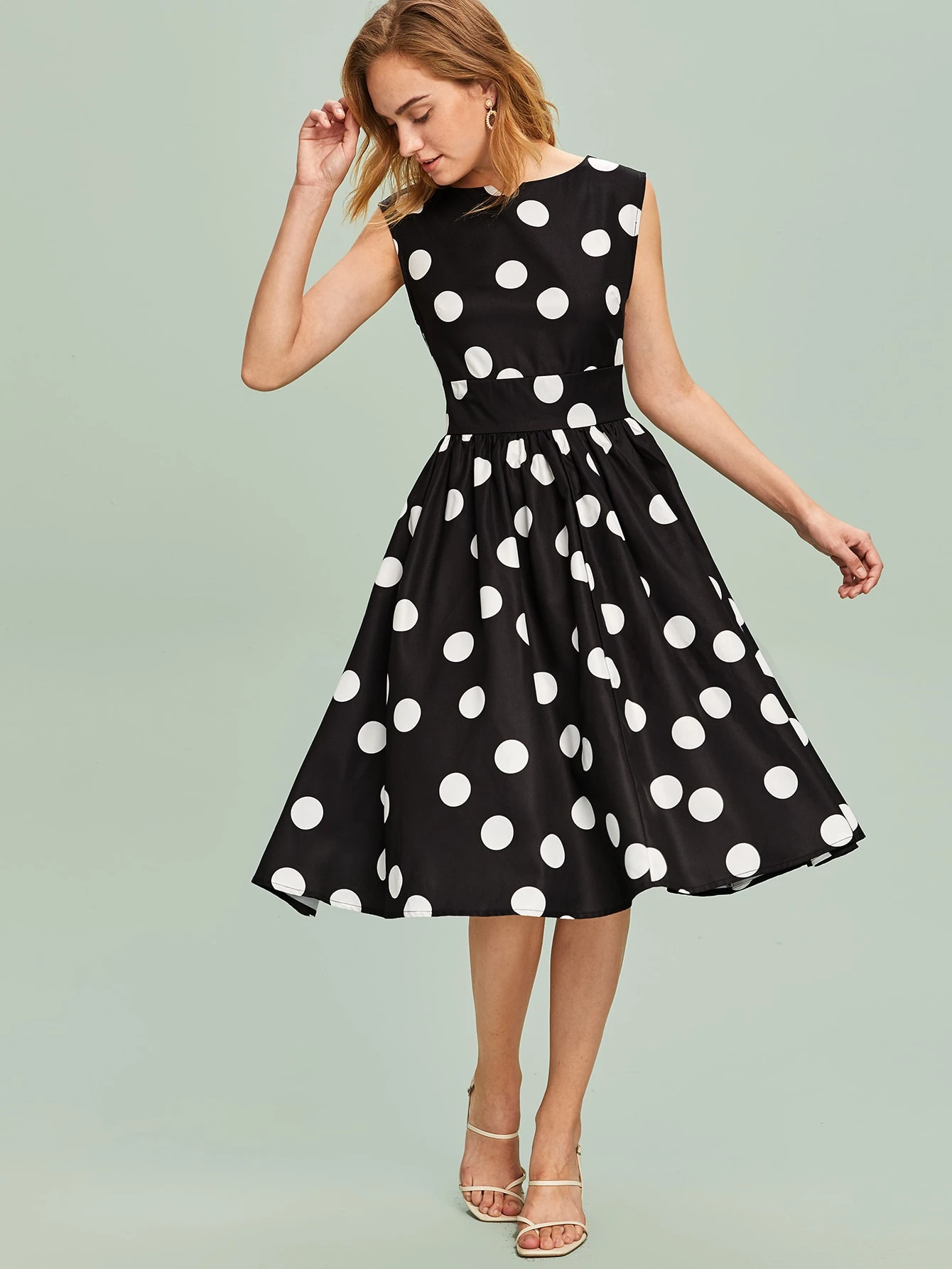 polka dot flare dress