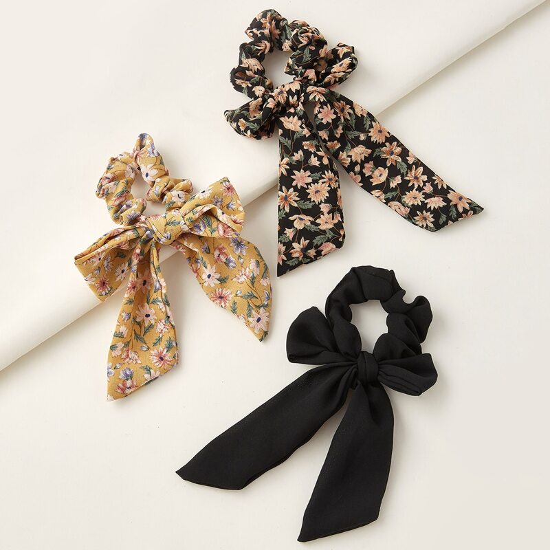 

3pcs Ditsy Floral Pattern Scrunchie Scarf, Multicolor