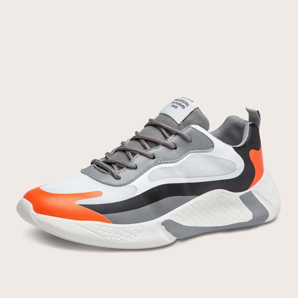 

Men Lace-up Front Colorblock Sneakers, Multicolor