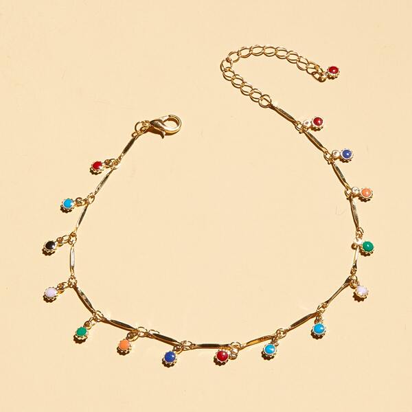 

1pc Tassel Charm Anklet, Multicolor