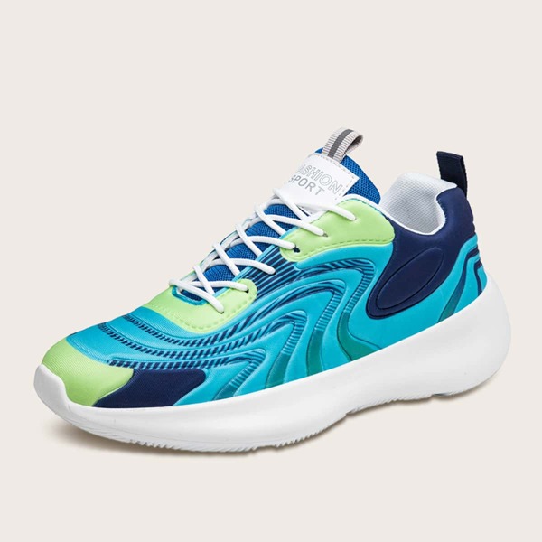 

Men Lace-up Front Colorblock Sneakers, Blue