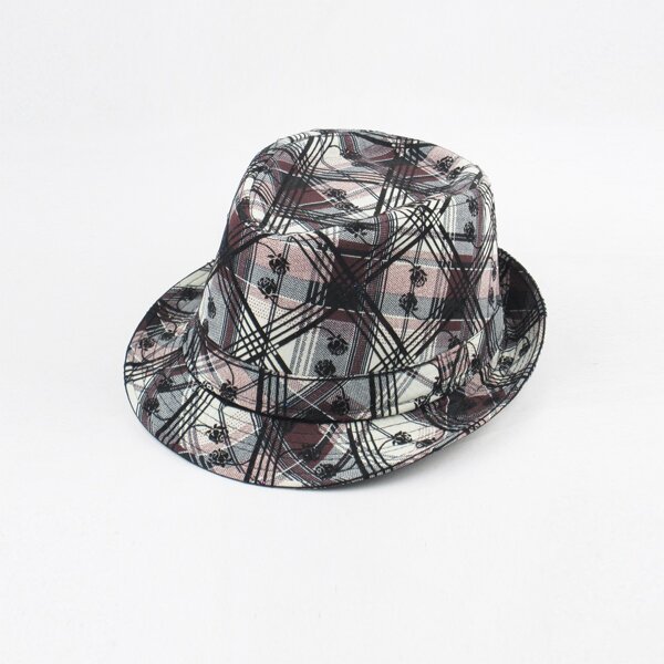 

Men Rose & Plaid Pattern Bucket Hat, Multicolor