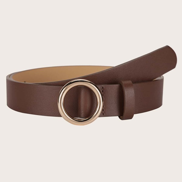 

O-ring Metal Buckle Belt, Brown