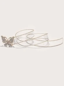 Rhinestone Decor Butterfly Decor Transparent Belt - Gold - View 4