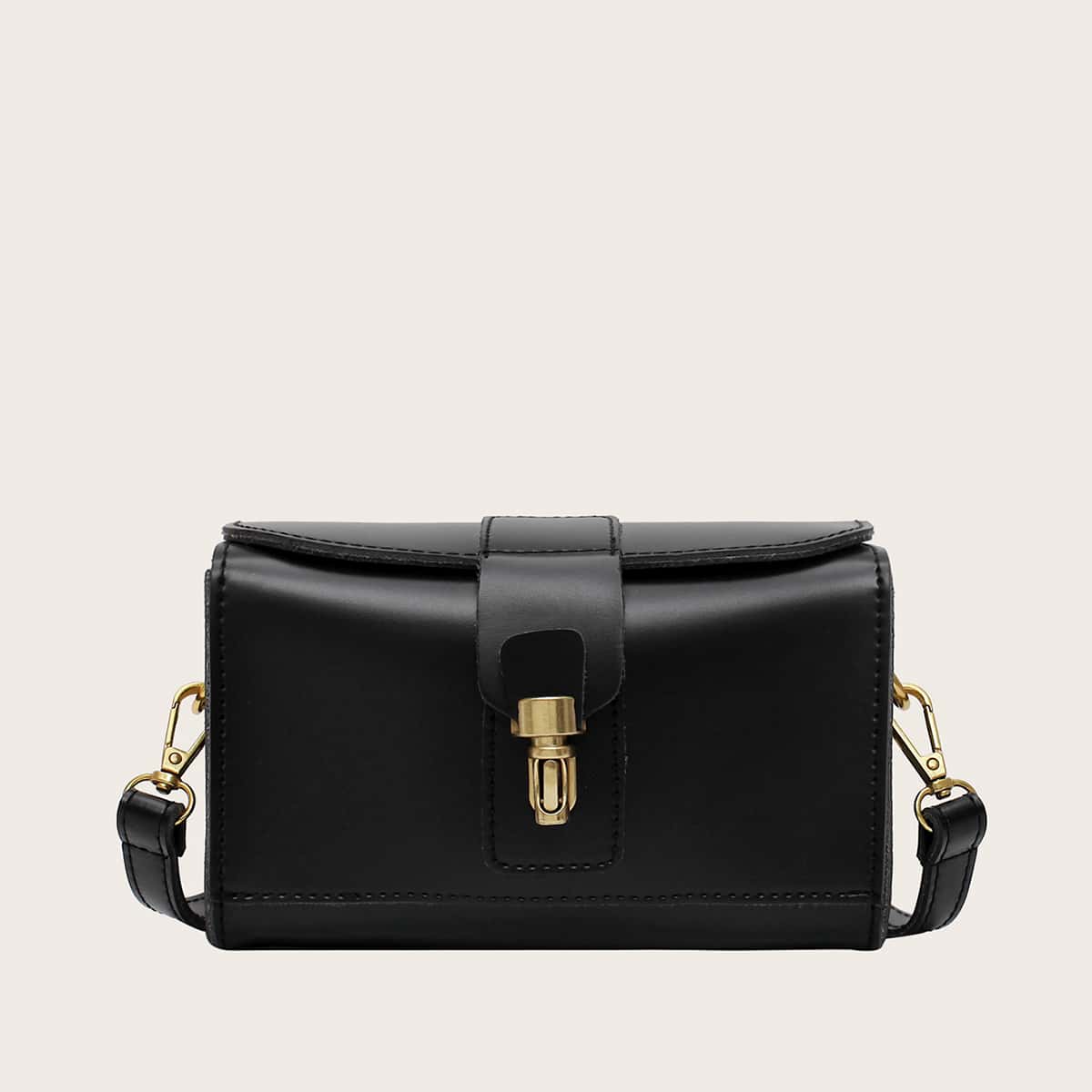 

Metal Lock Crossbody Bag, Black