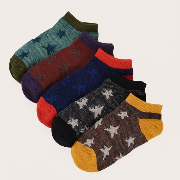 

5pairs Men Star Pattern Socks, Multicolor