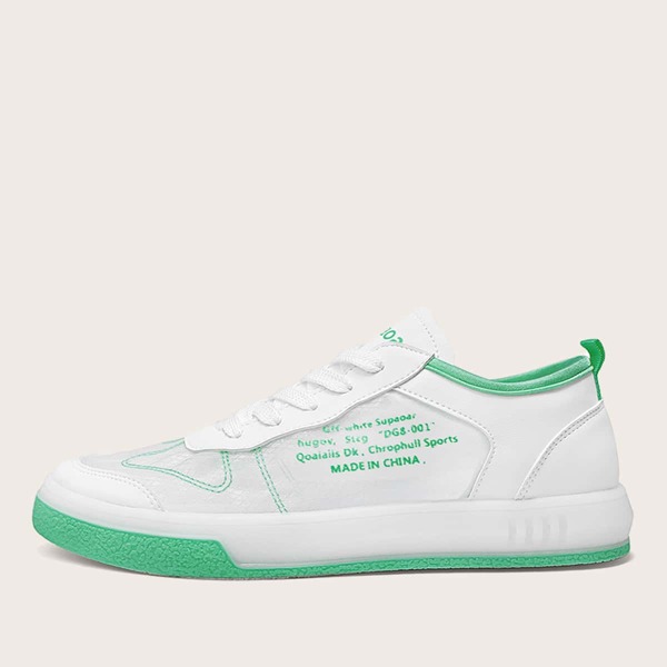 

Men Lace-up Front Letter Graphic Skate Shoes, White
