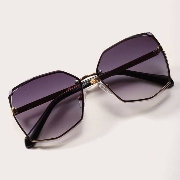 

Rimless Polygon Frame Sunglasses With Case, Multicolor