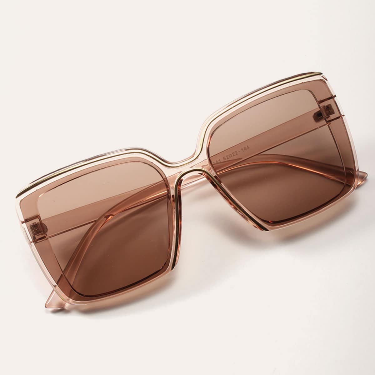 

Clear Square Frame Sunglasses With Case, Brown