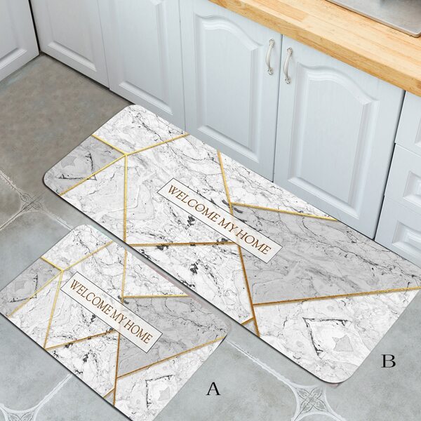 

1pc Marble Pattern Kitchen Carpet, Multicolor