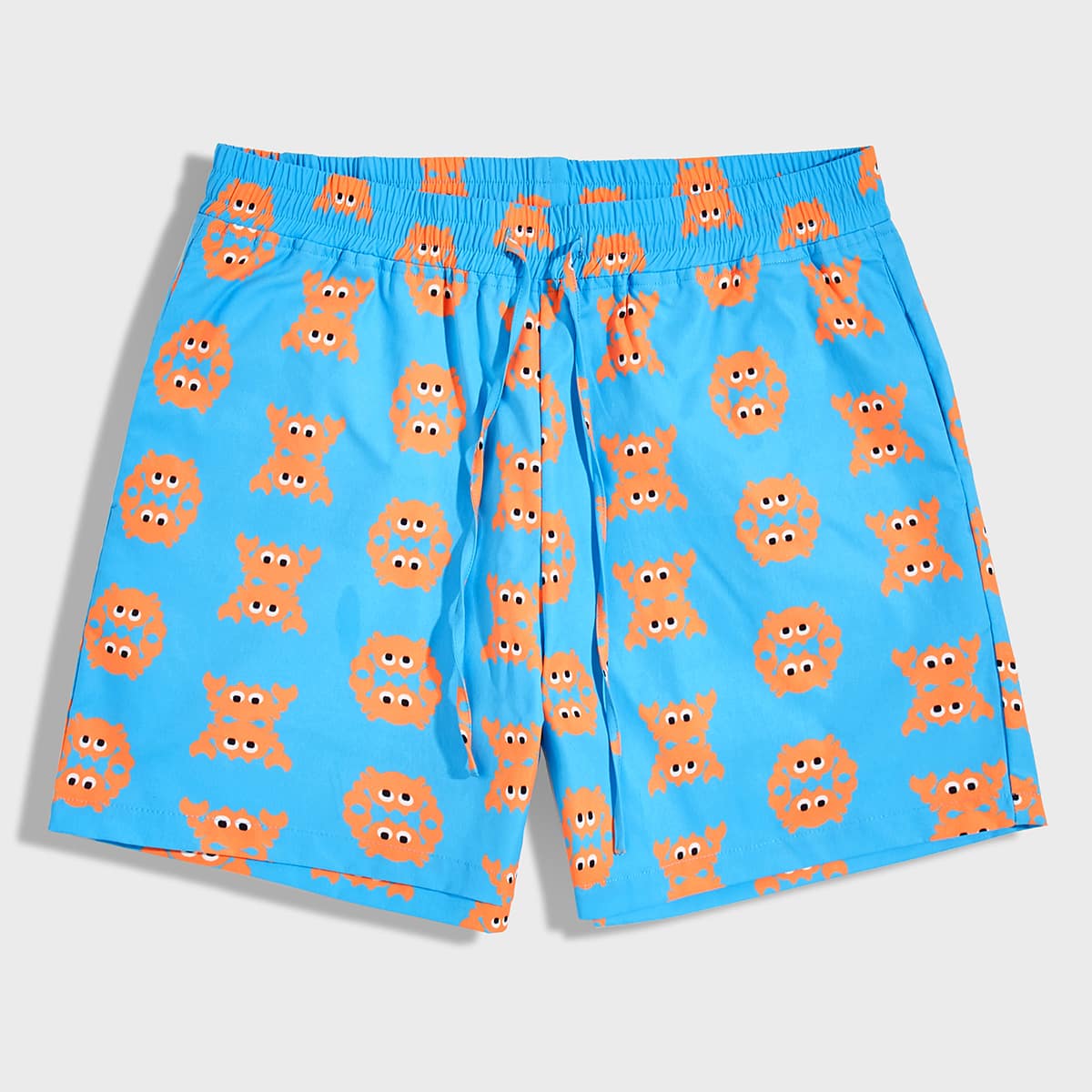 

Guys Cartoon Graphic Drawstring Waist Shorts, Blue
