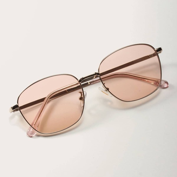 

Metal Frame Sunglasses With Case, Pink