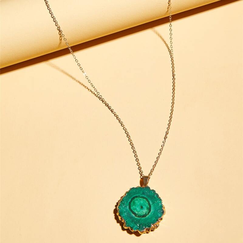 

1pc Geometric Charm Necklace, Green