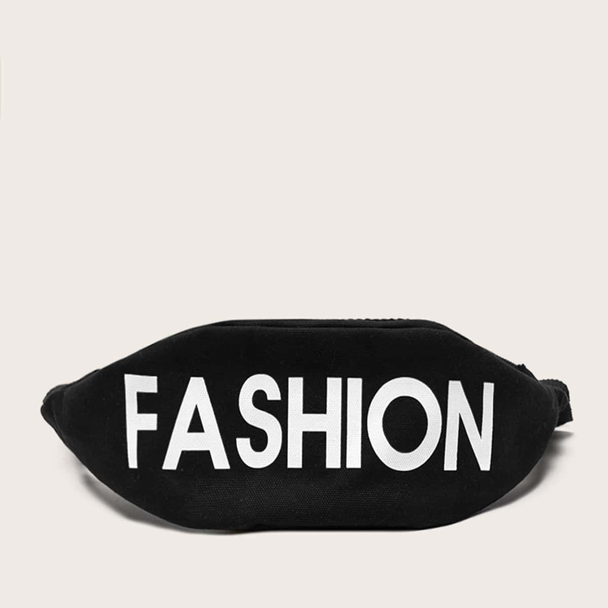 

Letter Graphic Fanny Pack, Black