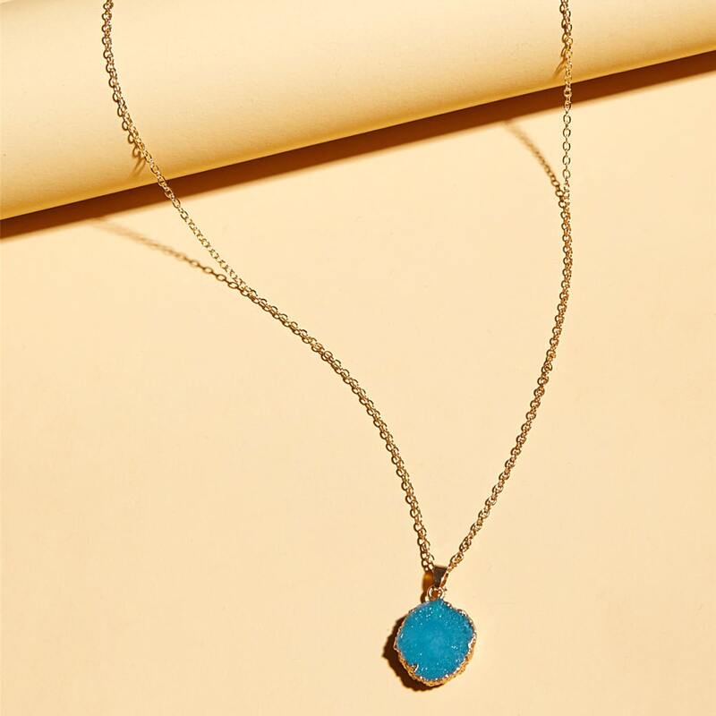 

1pc Geometric Charm Necklace, Blue