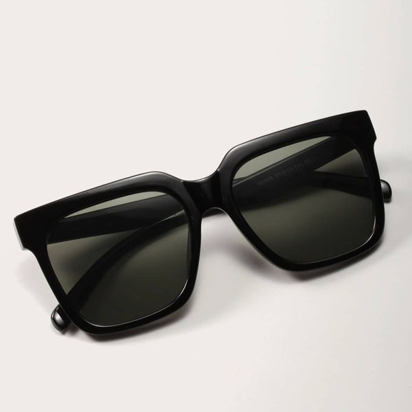 

Square Acrylic Frame Sunglasses With Case, Black