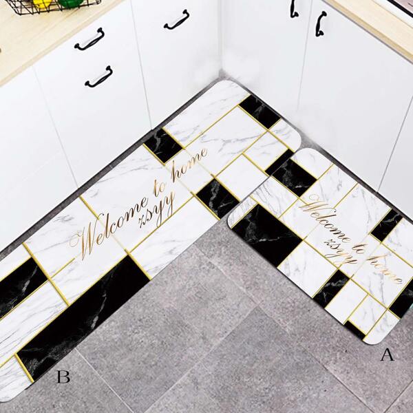 

1pc Marble Pattern Wall Paper, Black and white