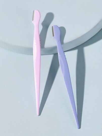 2件装不锈钢眉毛修型及面部脱毛剃刀，女士美容工具，可用于去角质、脱毛，价格实惠，适合作为圣诞礼物、化妆品、化妆工具等，物美价廉，是送给女性的理想礼物。