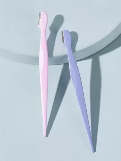 2件装不锈钢眉毛修型及面部脱毛剃刀，女士美容工具，可用于去角质、脱毛，价格实惠，适合作为圣诞礼物、化妆品、化妆工具等，物美价廉，是送给女性的理想礼物。