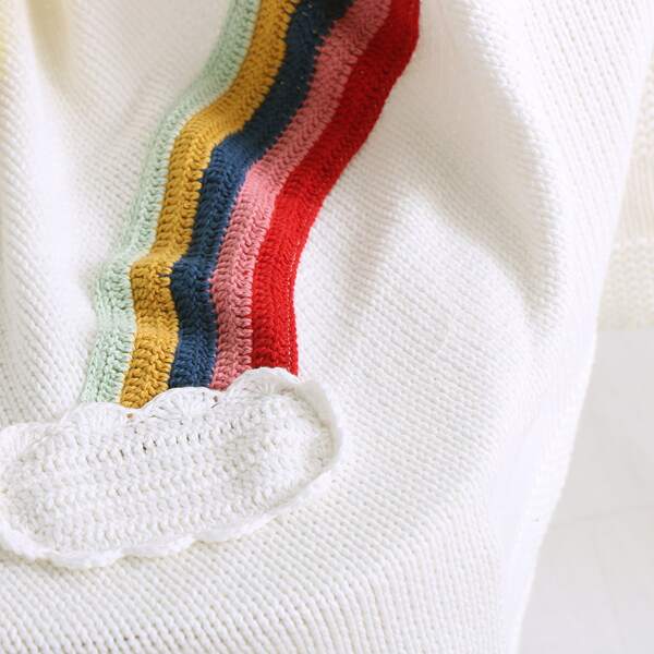 

Вязаное одеяло с узором радуги, Белый