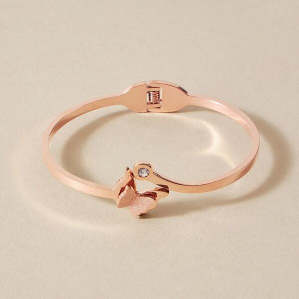 

1pc Butterfly Decor Bangle, Gold