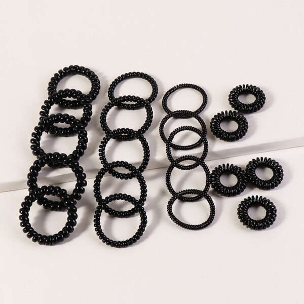 

10pcs Telephone Wire Hair Tie, Black