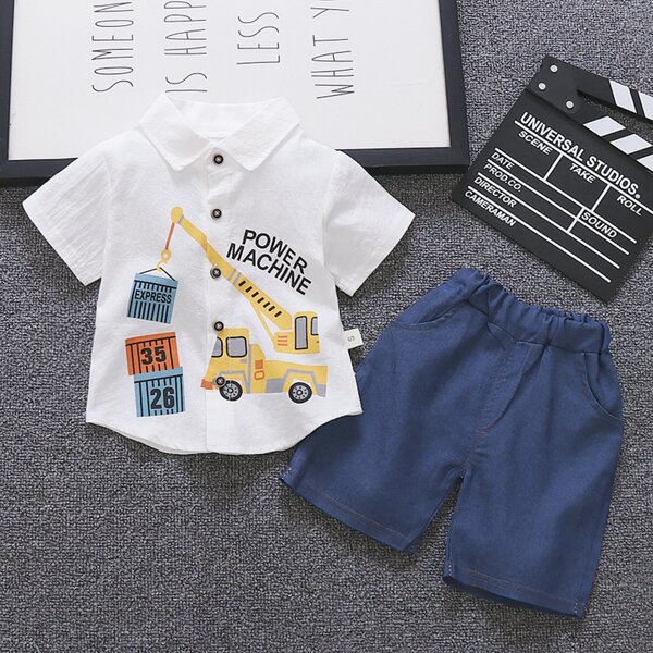 

Toddler Boys Letter & Cartoon Graphic Shirt & Shorts, Multicolor