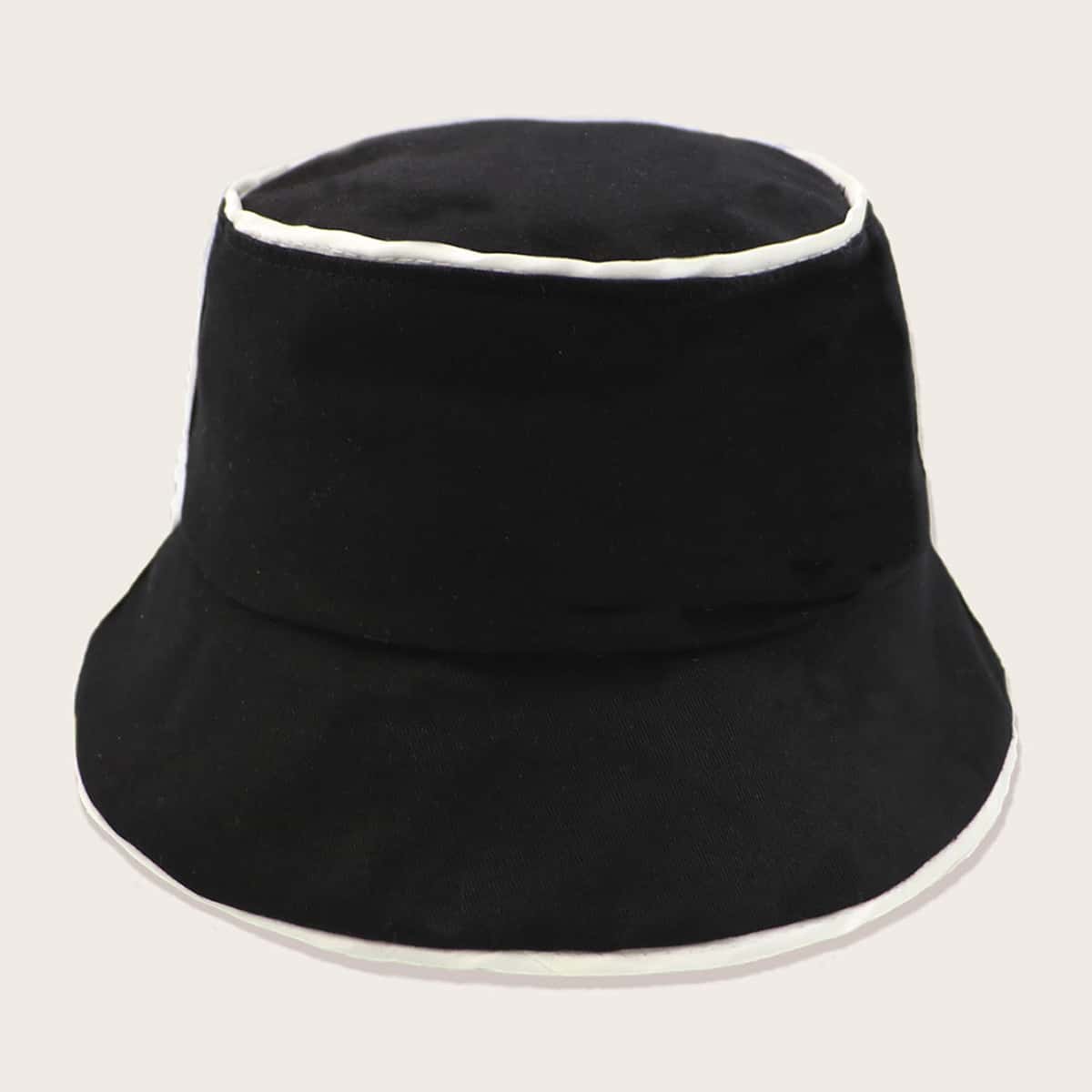 

Contrast Trim Bucket Hat, Black