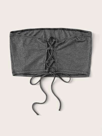 Lace-up Back Bandeau Top