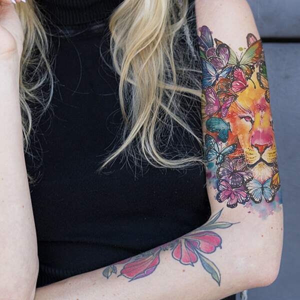 

Colorful Butterfly Pattern Tattoo Sticker, Multicolor