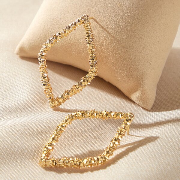 

1pair Textured Geometric Stud Earrings, Gold