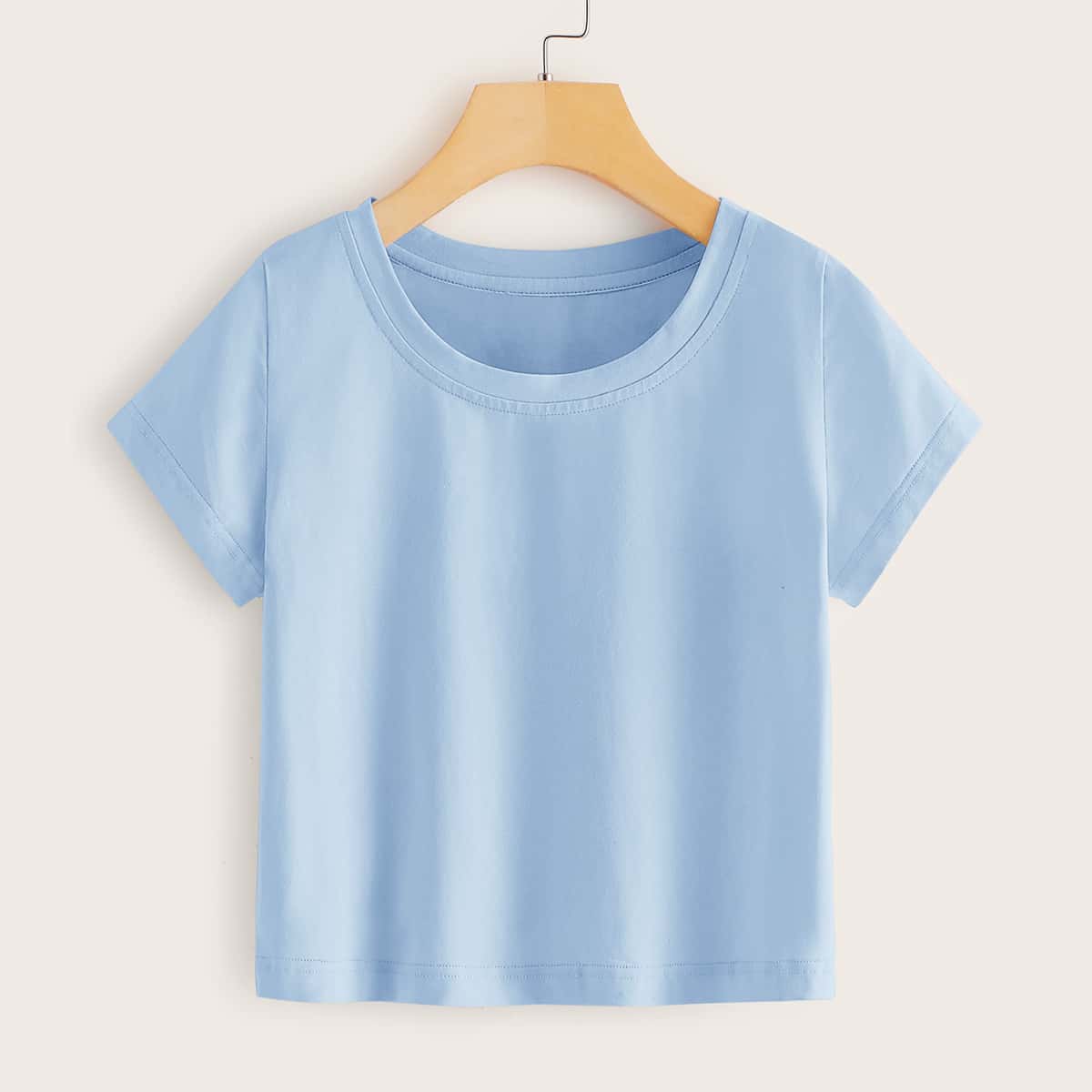 

Round Neck Blue Tee, Dusty blue