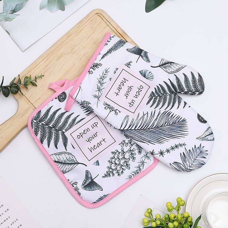 

1pc Tropical Print Heat Proof Gloves & Heating Pad, Multicolor