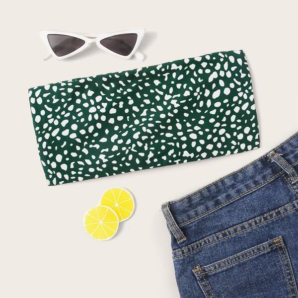 

Dalmatian Lace-up Back Bandeau Bikini Top, Green