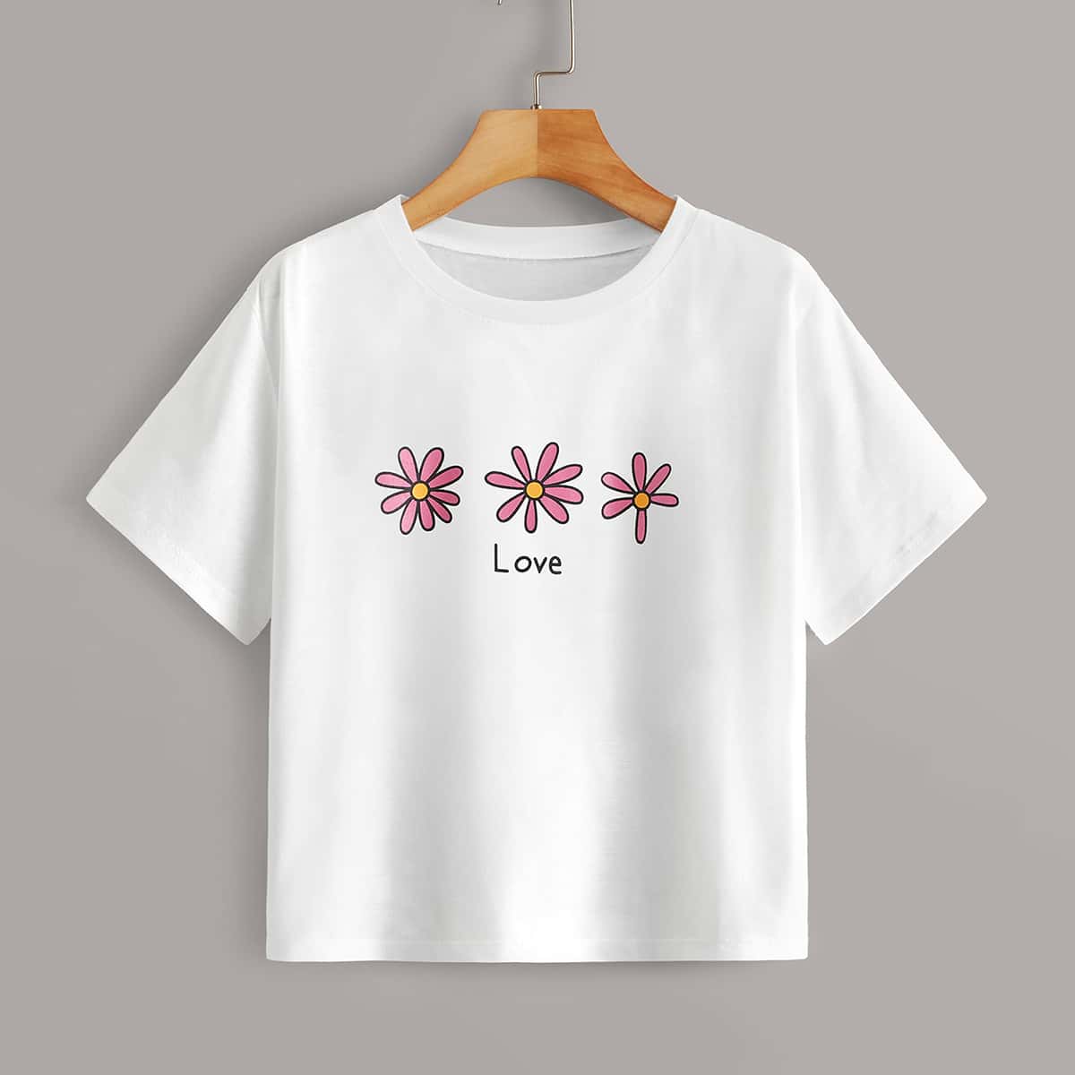 

Flower & Letter Graphic Tee, White