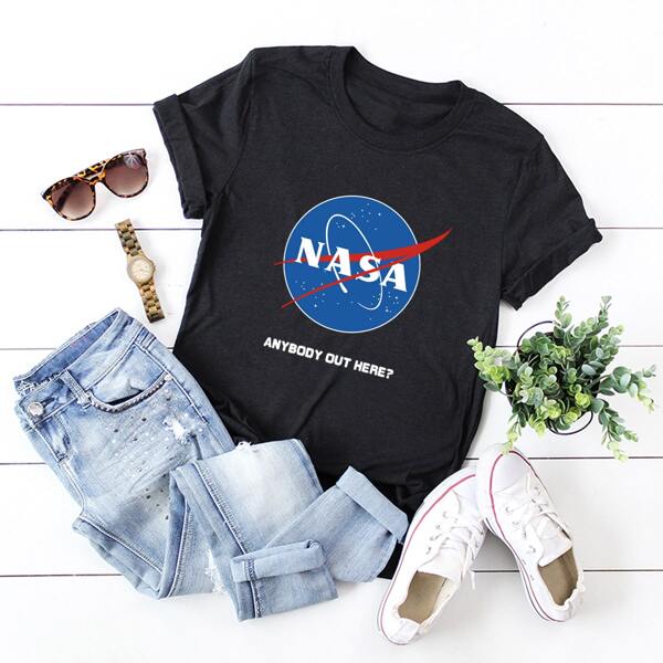

Plus Slogan Graphic Short Sleeve Tee, Black