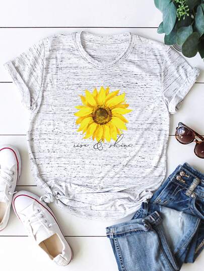 Plus Sunflower & Letter Graphic Tee