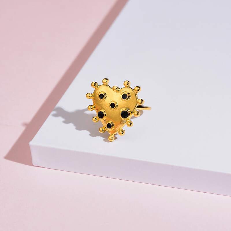 

1pc Heart Decor Ring, Gold
