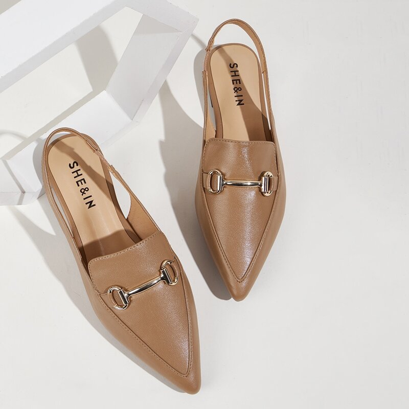 

Snaffle Decor Slingback Loafers, Brown