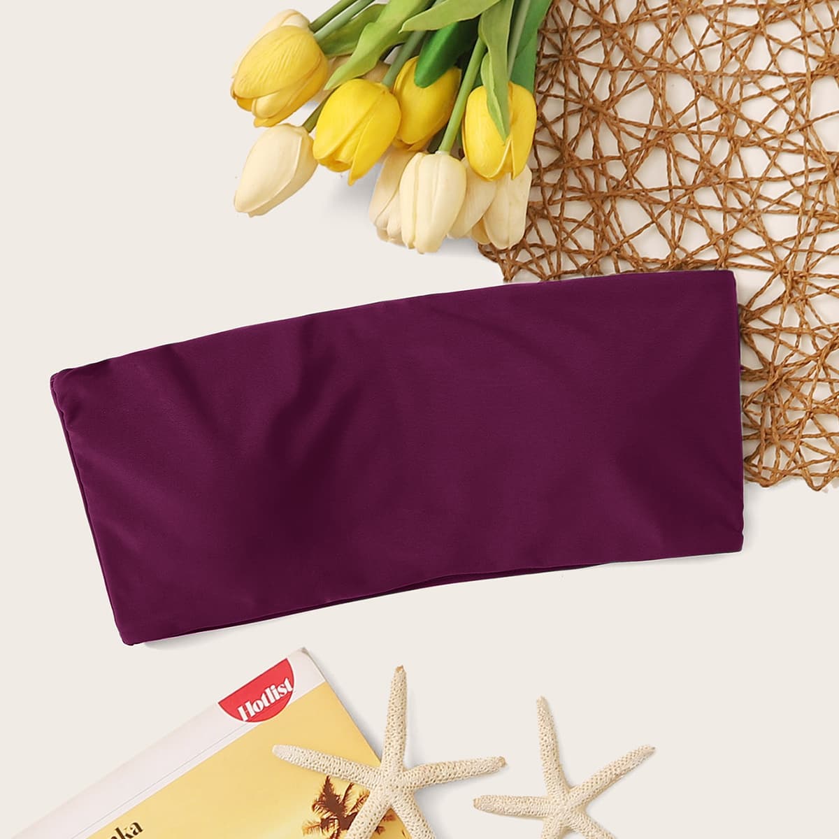 

Plain Bandeau Bikini Top, Burgundy