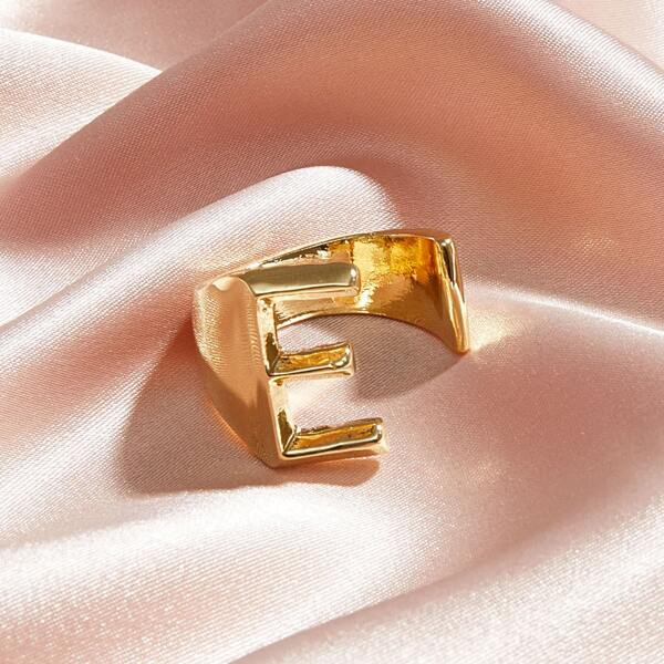 

1pc Letter Design Cuff Ring, Gold