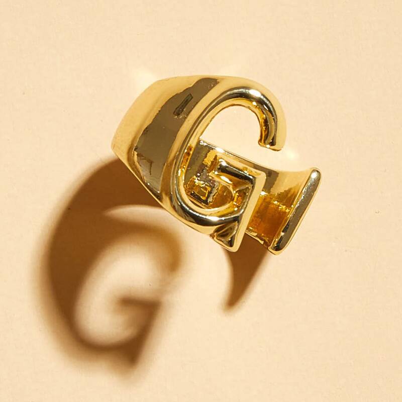 

1pc Letter Design Cuff Ring, Gold