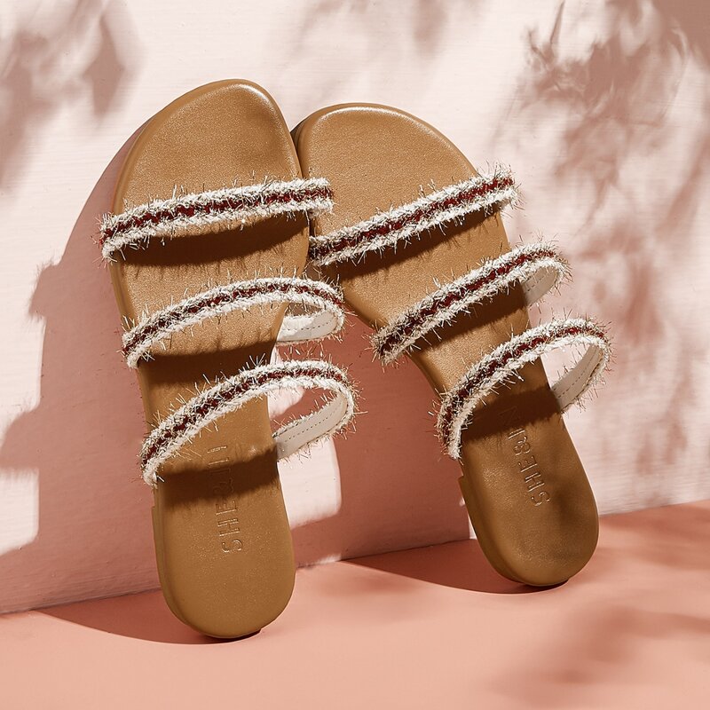 

Open Toe Triple Strap Sliders, Multicolor