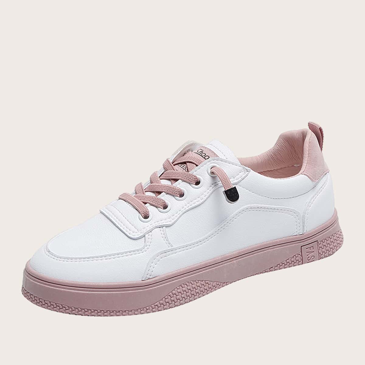 

Two Tone Lace-up Front Skate Shoes, White