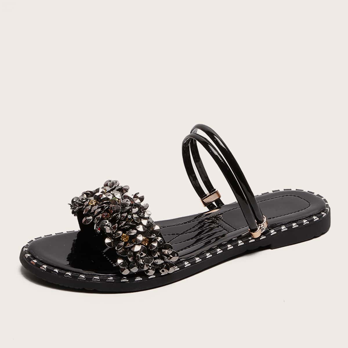 

Rhinestone Decor Two Way Wear Sandals, Black