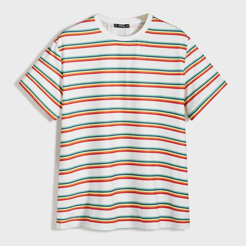 

Guys Rainbow Striped Tee, Multicolor