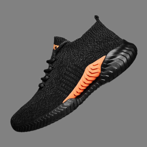

Men Lace-up Front Knit Sneakers, Black