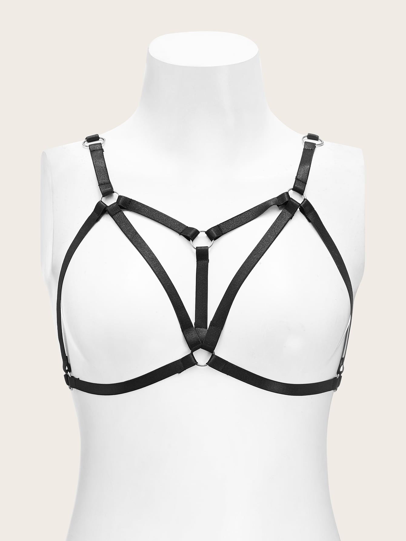 ROMWE Goth Ring Linked Harness Bra