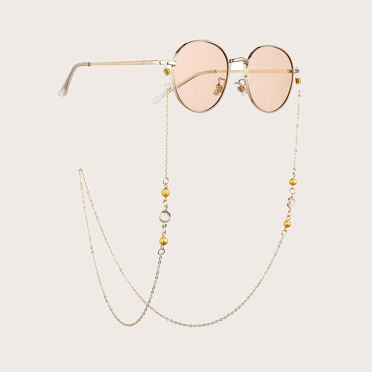 

Rhinestone Engraved Glasses Chain, Gold