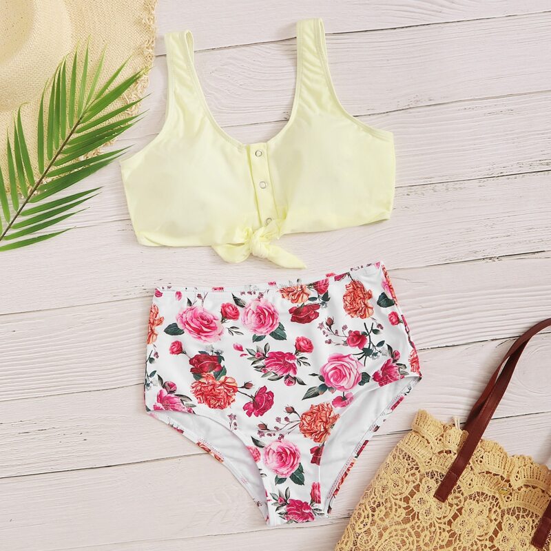

Floral High Waist Bikini Swimsuit, Multicolor